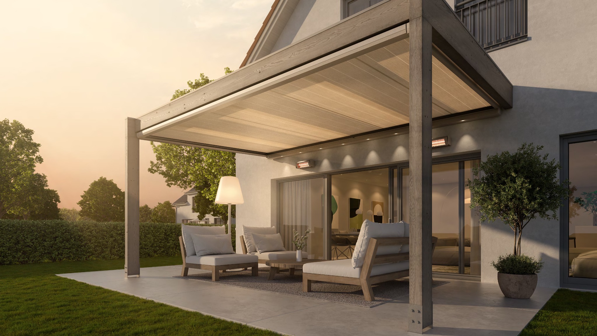Unterdachmarkise für eine Terrassenüberdachung